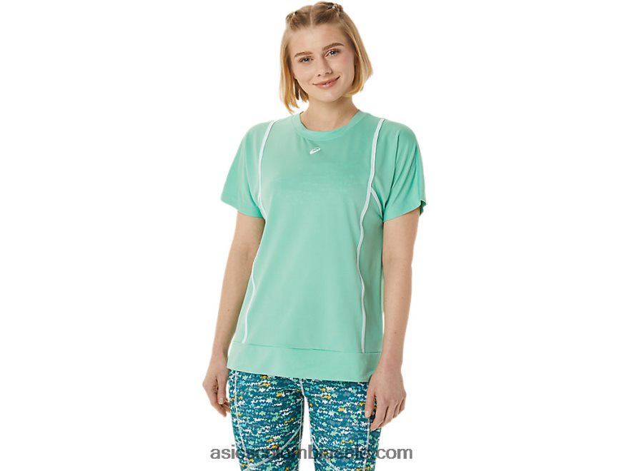 mujer Asics camiseta de manga corta new strong 92 espuma de mar/blanco brillante 20X82N3055