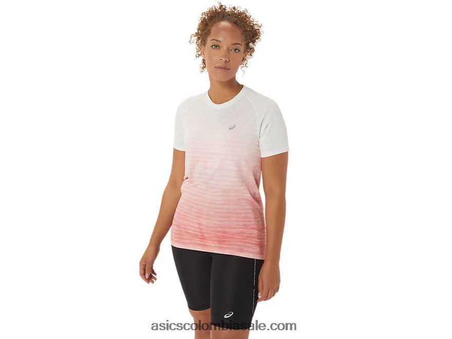 mujer Asics camiseta de manga corta sin costuras crema/papaya 20X82N2441