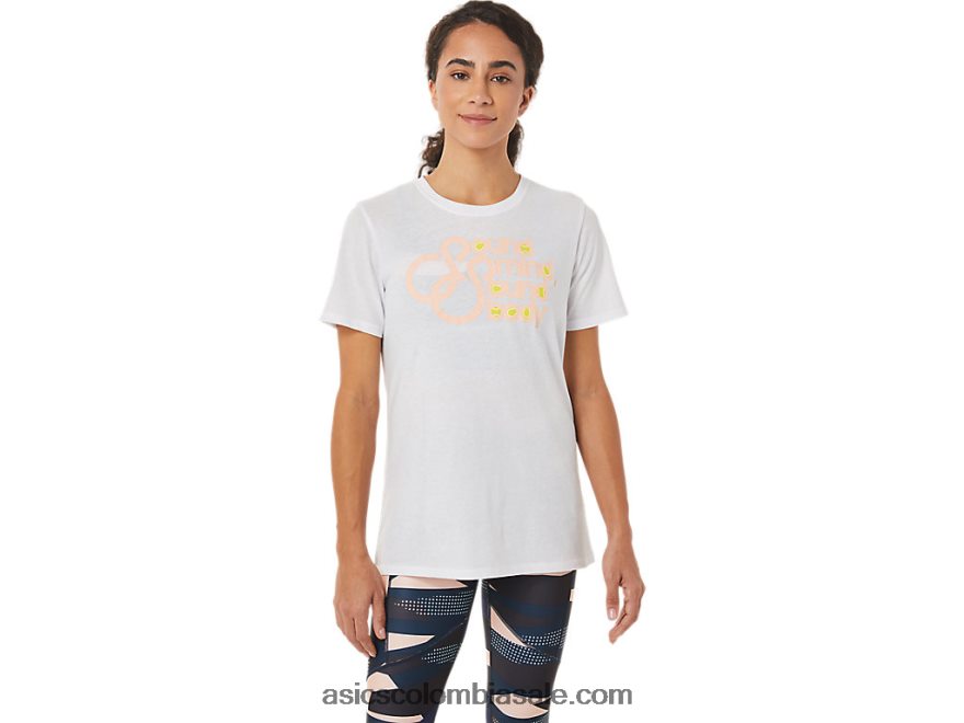 mujer Asics camiseta gráfica blanco brillante 20X82N3574
