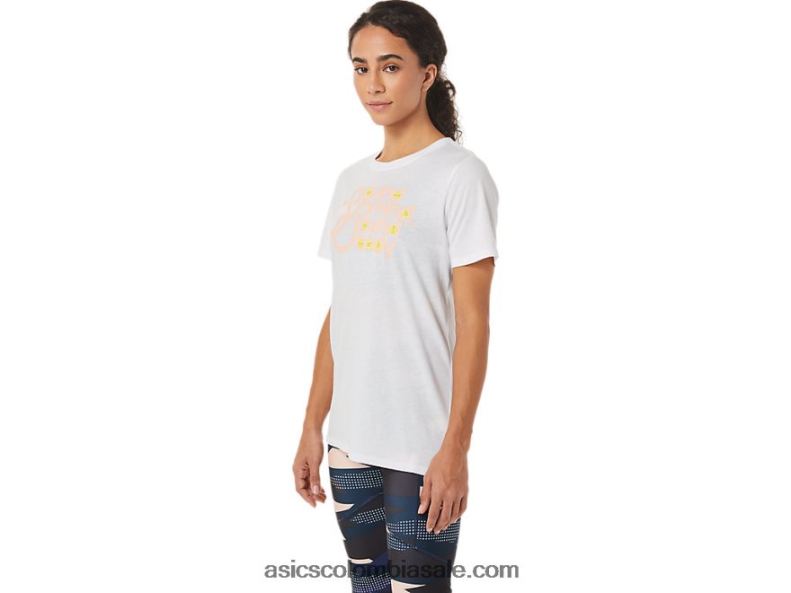 mujer Asics camiseta gráfica blanco brillante 20X82N3574