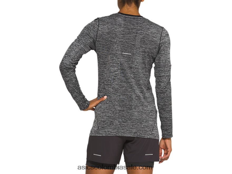 mujer Asics carrera de manga larga sin costuras rendimiento negro 20X82N4127