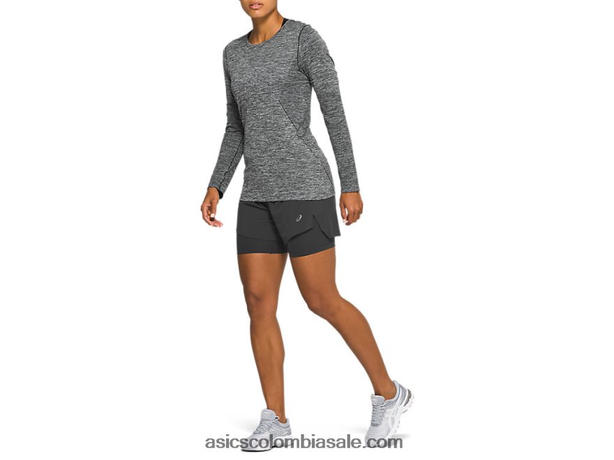 mujer Asics carrera de manga larga sin costuras rendimiento negro 20X82N4127