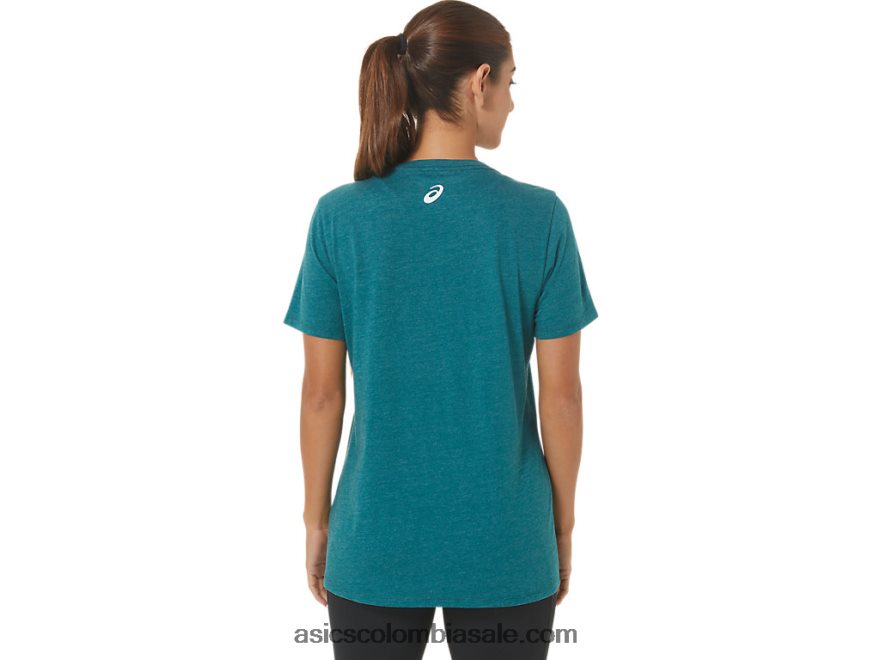 mujer Asics cuello en V con eslogan de girasol brezo de pino de terciopelo 20X82N2812