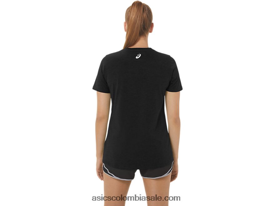 mujer Asics cuello en V con eslogan de girasol rendimiento negro 20X82N2191