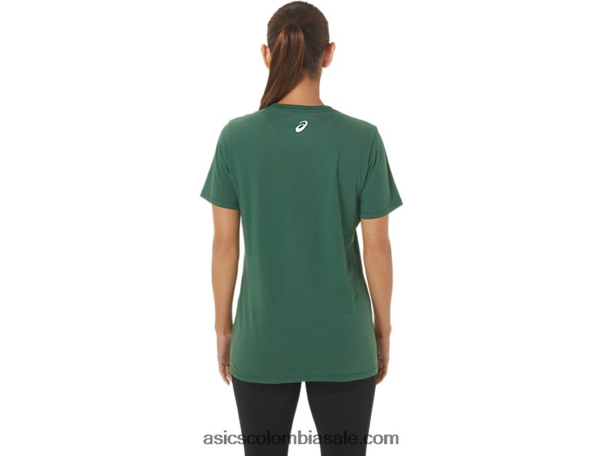 mujer Asics cuello en V con logo de luces navideñas cazador verde 20X82N2843