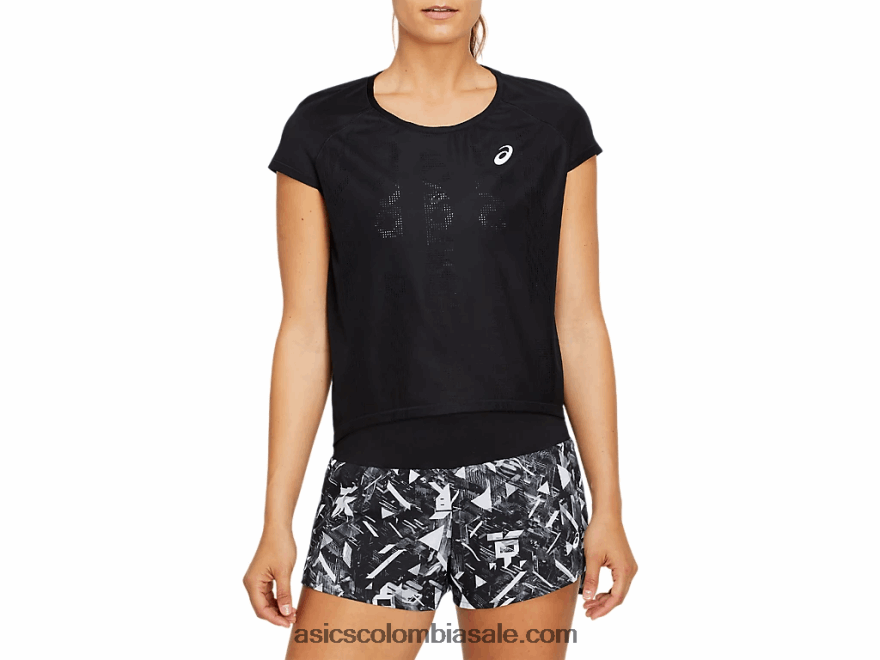 mujer Asics futuro tokio ventilar camiseta de manga corta rendimiento negro 20X82N4129