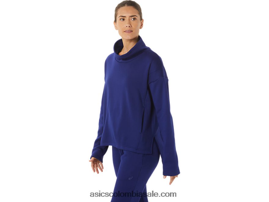 mujer Asics jersey de punto cepillado buceo azul 20X82N2899