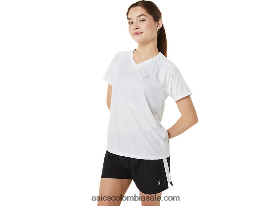 mujer Asics lyte listo para usar con cuello en v blanco brillante 20X82N3389