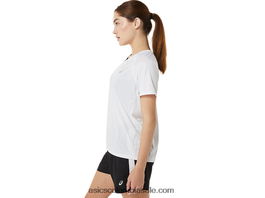 mujer Asics lyte listo para usar con cuello en v blanco brillante 20X82N3389