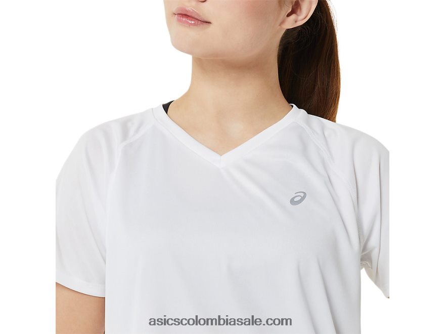 mujer Asics lyte listo para usar con cuello en v blanco brillante 20X82N3389