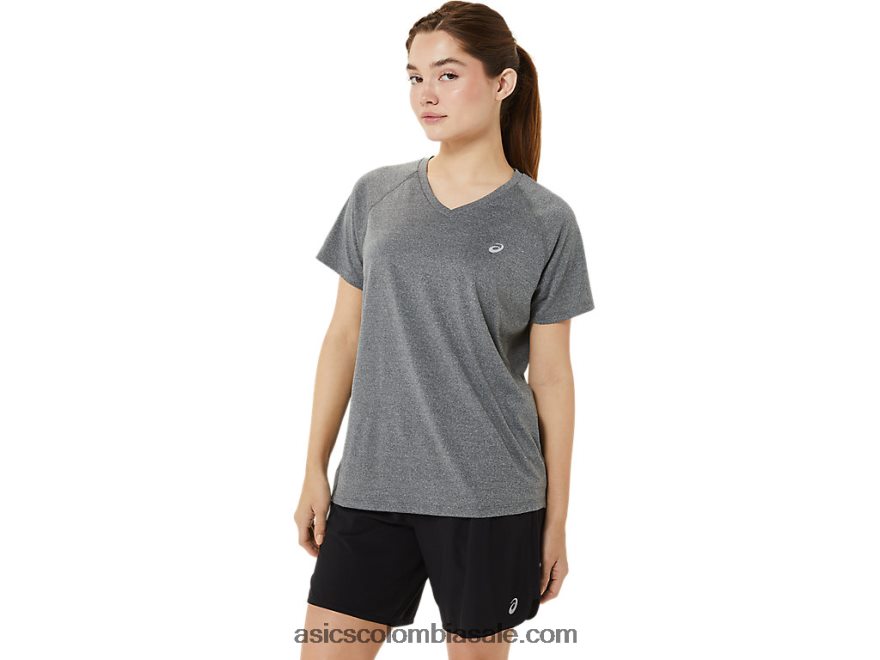 mujer Asics lyte listo para usar con cuello en v brezo gris oscuro 20X82N3377