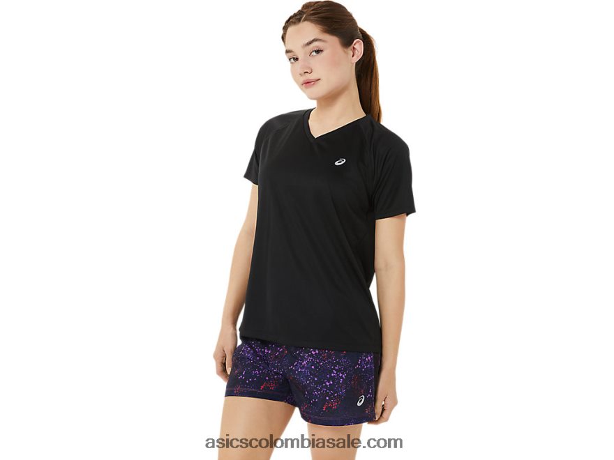 mujer Asics lyte listo para usar con cuello en v rendimiento negro 20X82N3498