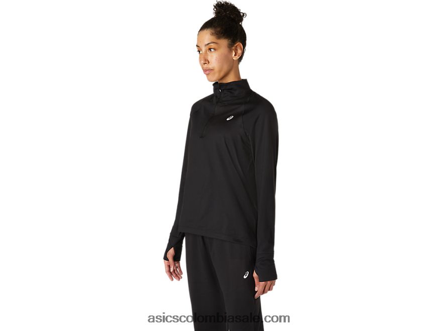 mujer Asics media cremallera thermopolis rendimiento negro 20X82N3618