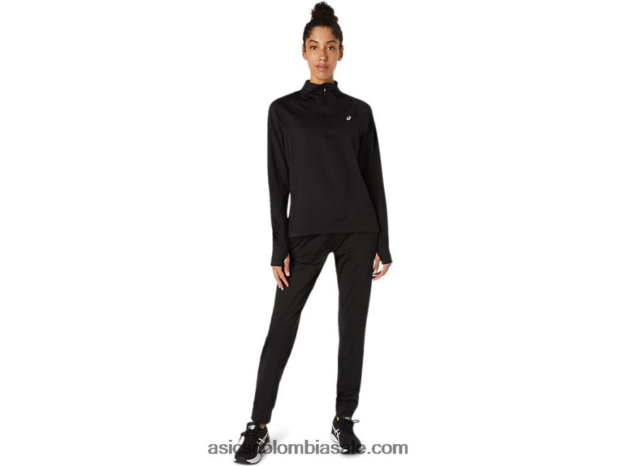 mujer Asics media cremallera thermopolis rendimiento negro 20X82N3618