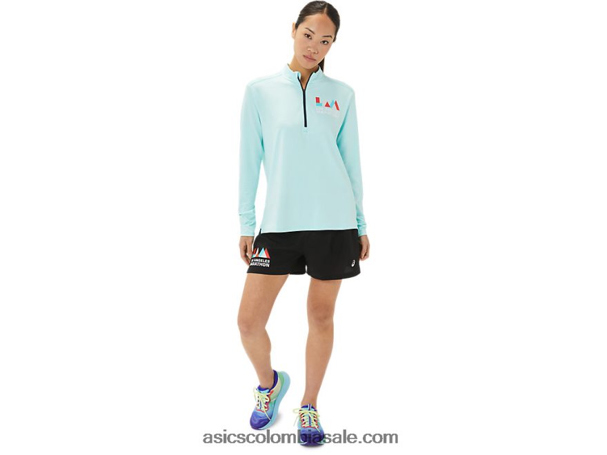 mujer Asics medio zip lam listo para usar azul claro/azul francés 20X82N3307