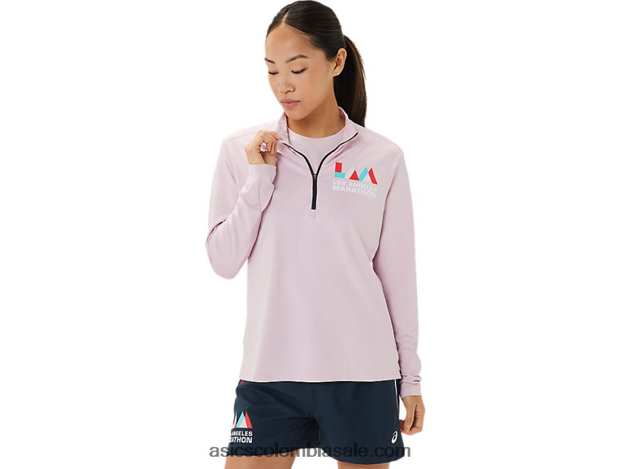 mujer Asics medio zip lam listo para usar rosa claro/azul francés 20X82N3316