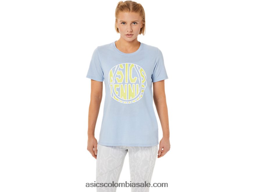mujer Asics nueva camiseta estampada strong 92 niebla/amarillo resplandor 20X82N3761