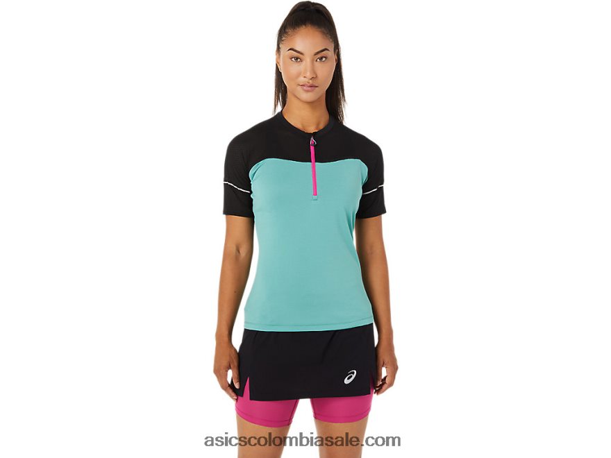 mujer Asics parte superior de fujitrail salvia/negro rendimiento 20X82N3401