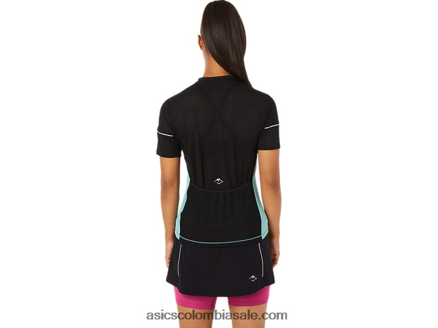 mujer Asics parte superior de fujitrail salvia/negro rendimiento 20X82N3401