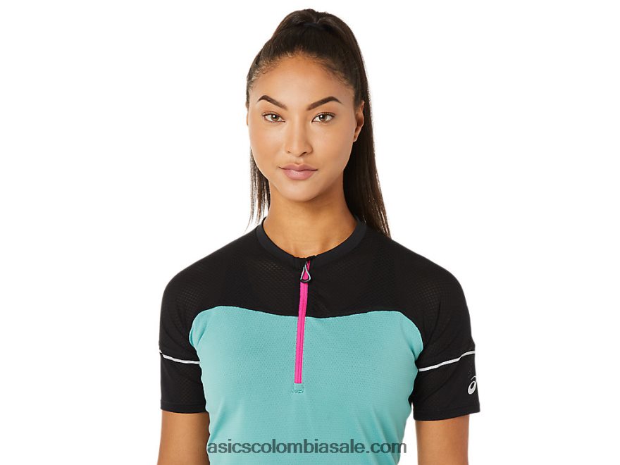 mujer Asics parte superior de fujitrail salvia/negro rendimiento 20X82N3401