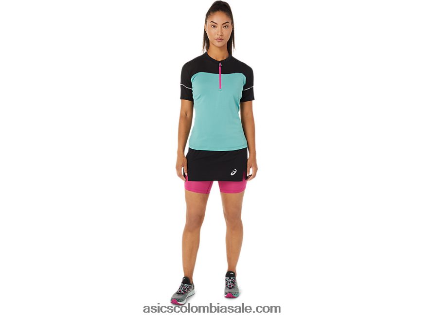 mujer Asics parte superior de fujitrail salvia/negro rendimiento 20X82N3401