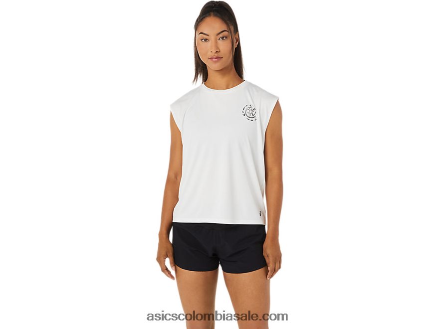 mujer Asics parte superior de residuos marinos blanco natural 20X82N3483