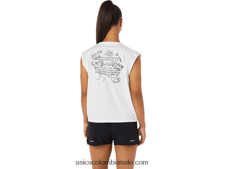 mujer Asics parte superior de residuos marinos blanco natural 20X82N3483