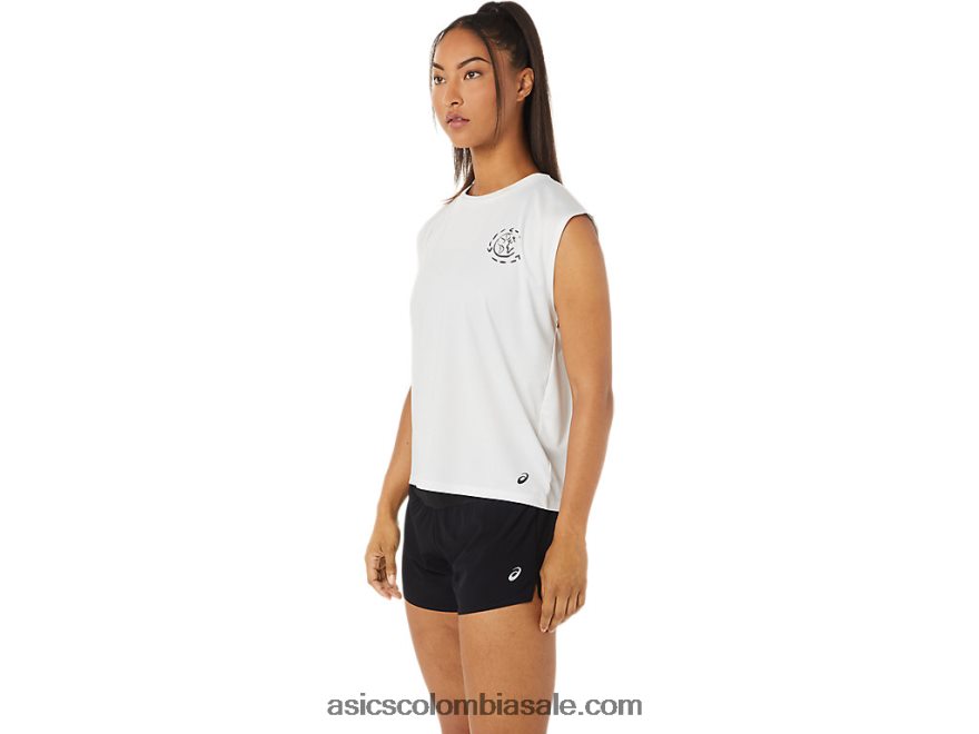 mujer Asics parte superior de residuos marinos blanco natural 20X82N3483