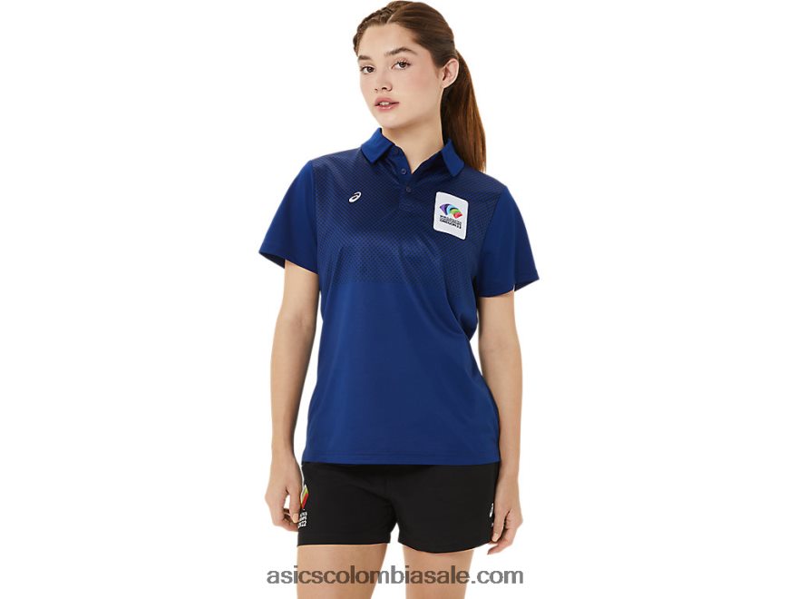 mujer Asics polo con degradado hexagonal wch azul oscuro (pantone 281c) 20X82N3214