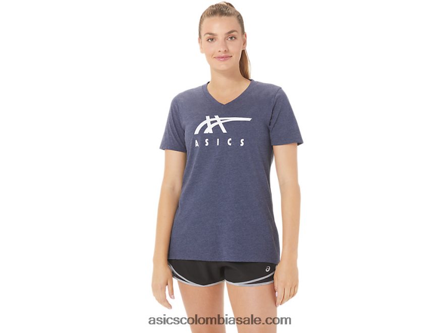 mujer Asics rayas con cuello en V brezo chaquetón 20X82N2972
