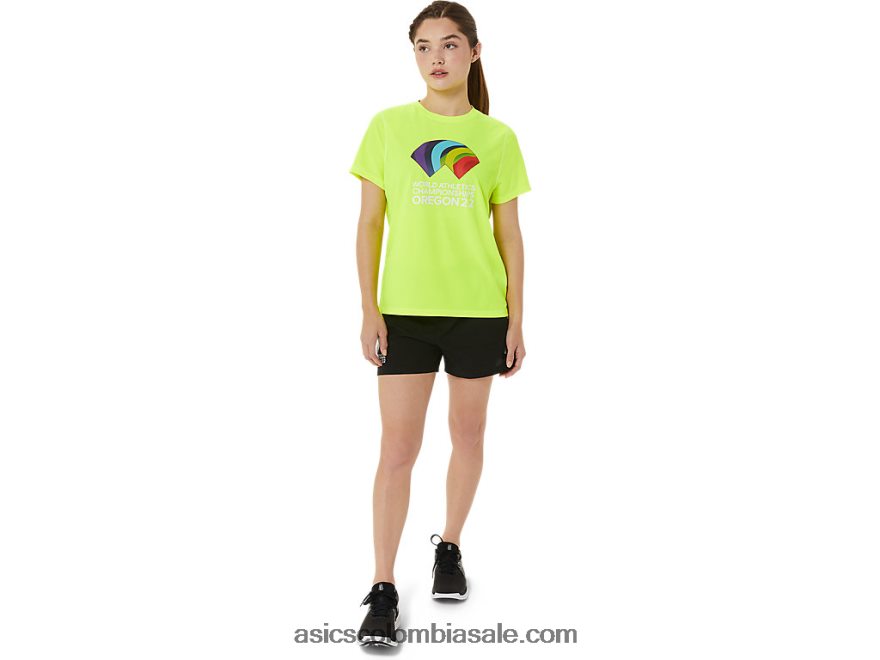 mujer Asics ready-set ii camiseta de manga corta amarillo de seguridad 20X82N3220