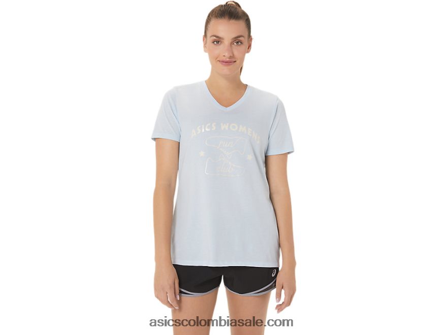 mujer Asics run club con cuello en v cielo suave 20X82N3066