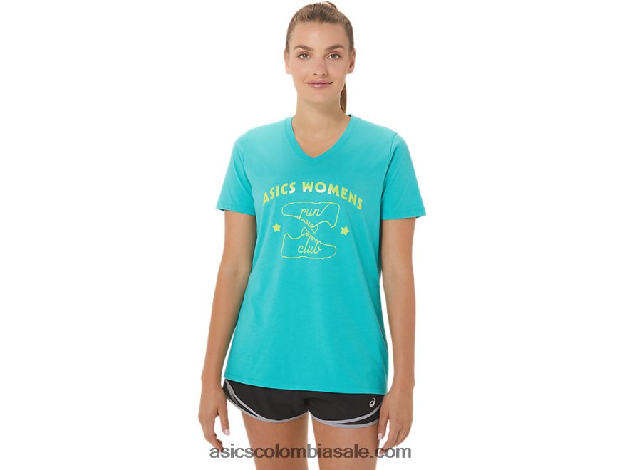 mujer Asics run club con cuello en v cristal marino 20X82N2989