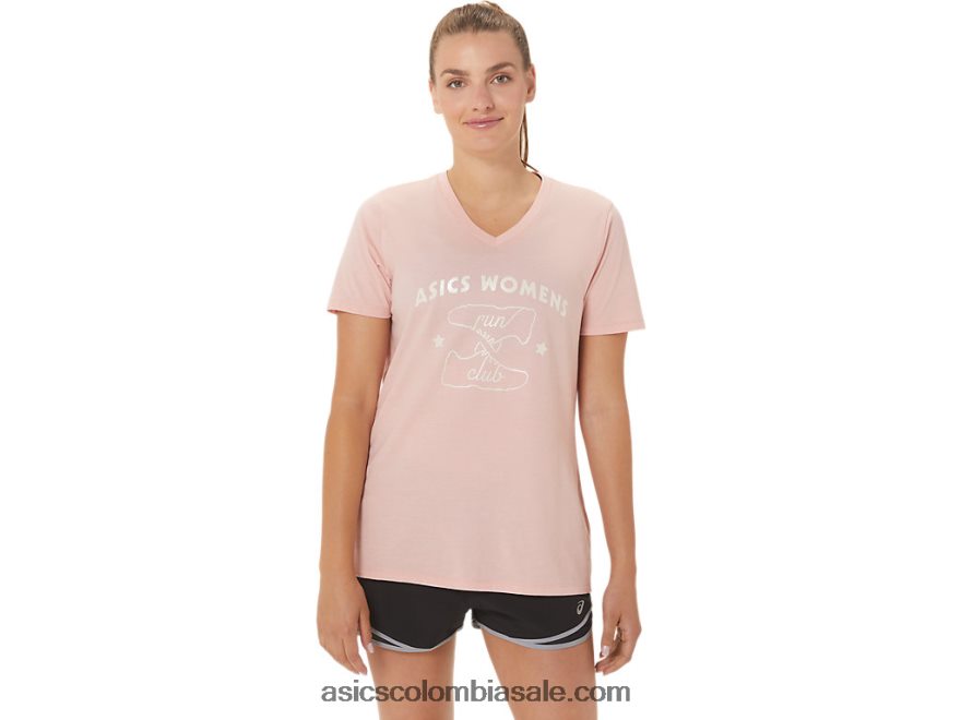 mujer Asics run club con cuello en v rosa helada 20X82N2813
