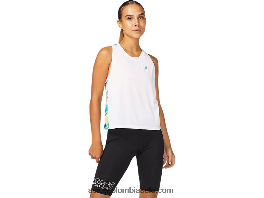 mujer Asics tanque de inyección de color joya blanca brillante/báltica 20X82N3967