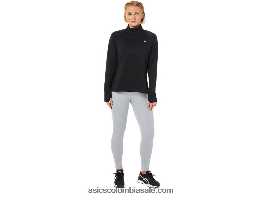mujer Asics termopolis 1/4 zip rendimiento negro 20X82N3636