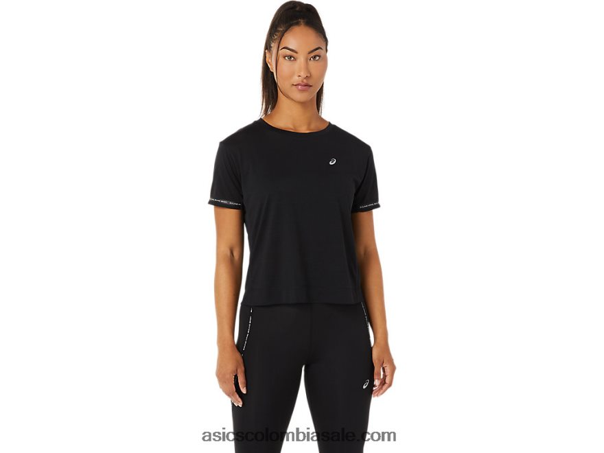mujer Asics top corto de carrera rendimiento negro 20X82N3330