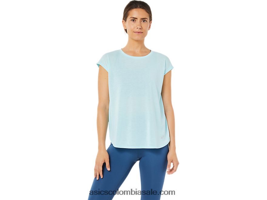 mujer Asics top de manga corta con abertura azul claro 20X82N3369