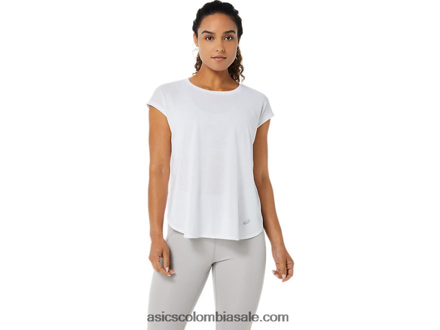 mujer Asics top de manga corta con abertura blanco brillante 20X82N3381