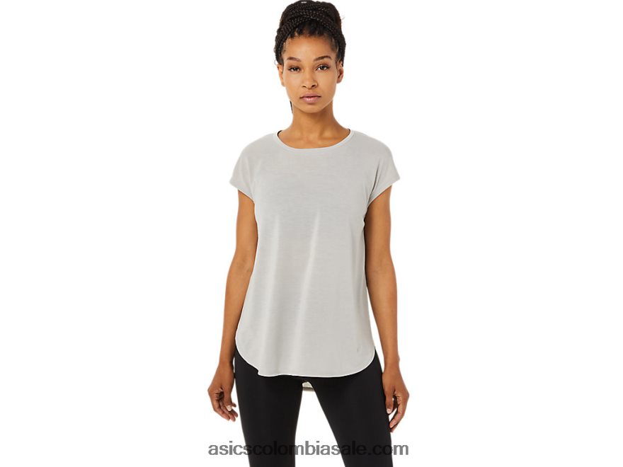mujer Asics top de manga corta con abertura gris ostra 20X82N3359
