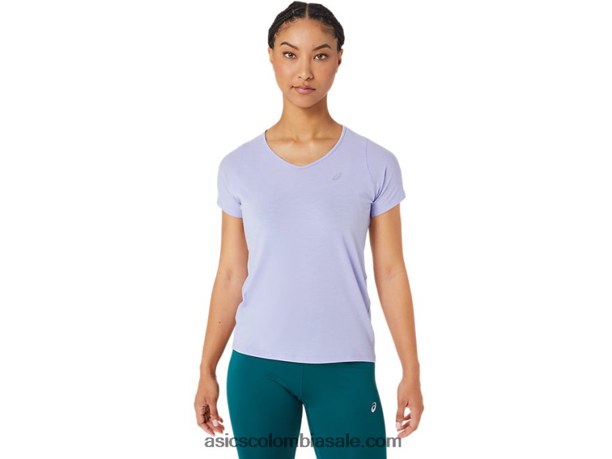 mujer Asics top de manga corta con cuello en V vapor 20X82N2998