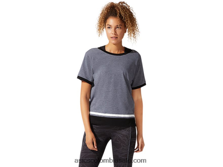 mujer Asics top de manga corta con diseño colour block portador gris jaspeado 20X82N4077