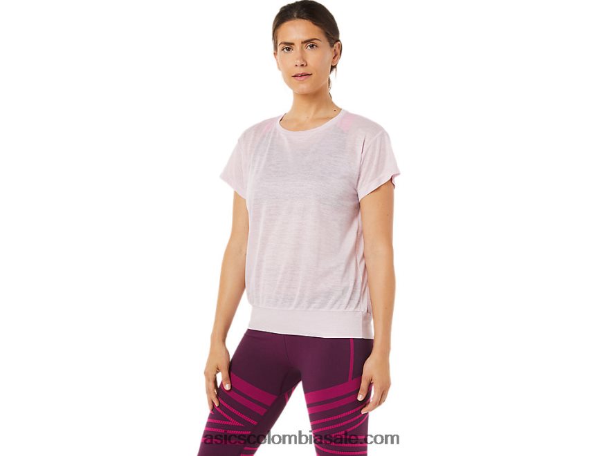 mujer Asics top de manga corta con espalda abierta apenas rosa 20X82N3383