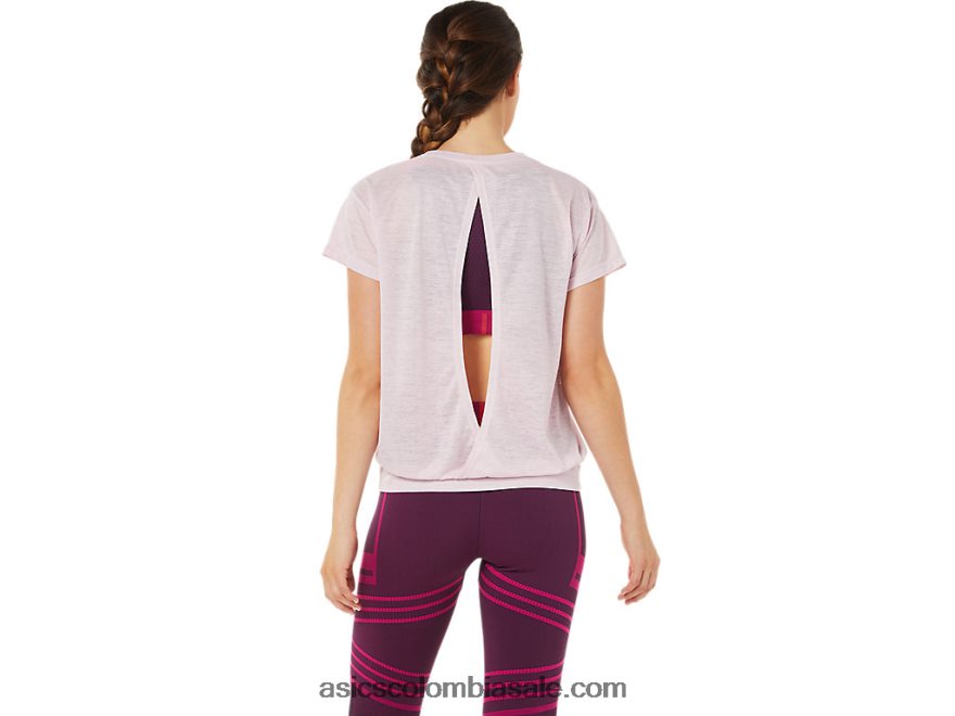 mujer Asics top de manga corta con espalda abierta apenas rosa 20X82N3383