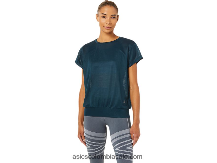 mujer Asics top de manga corta con espalda abierta azul francés 20X82N3363