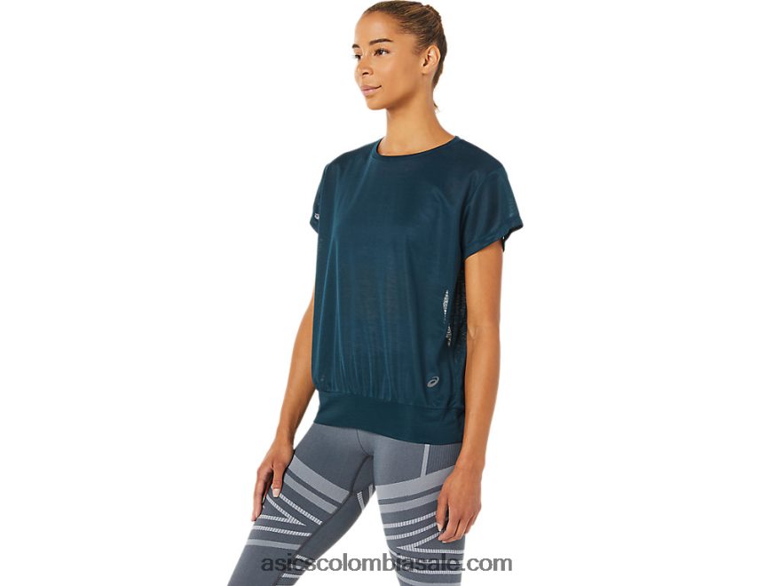 mujer Asics top de manga corta con espalda abierta azul francés 20X82N3363