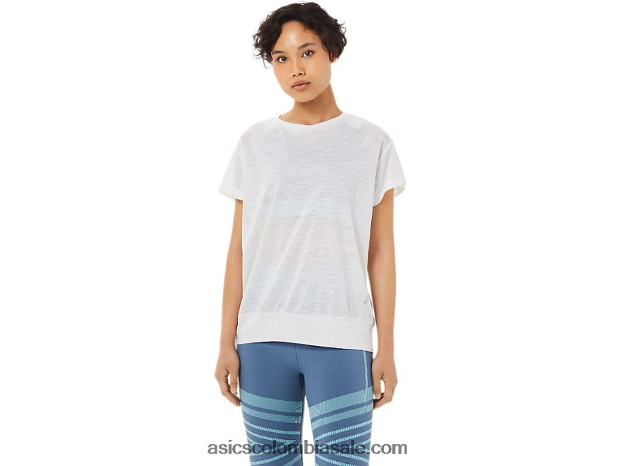 mujer Asics top de manga corta con espalda abierta blanco brillante 20X82N3374