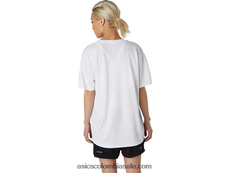 mujer Asics top de manga corta con logo estampado blanco brillante 20X82N1758