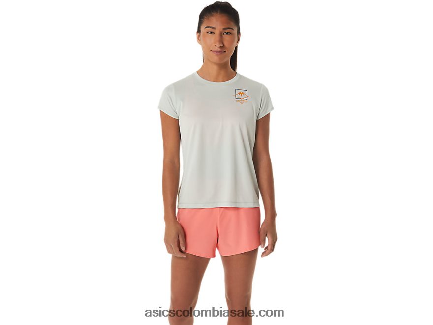 mujer Asics top de manga corta con logo fujitrail salvia ligera 20X82N2510