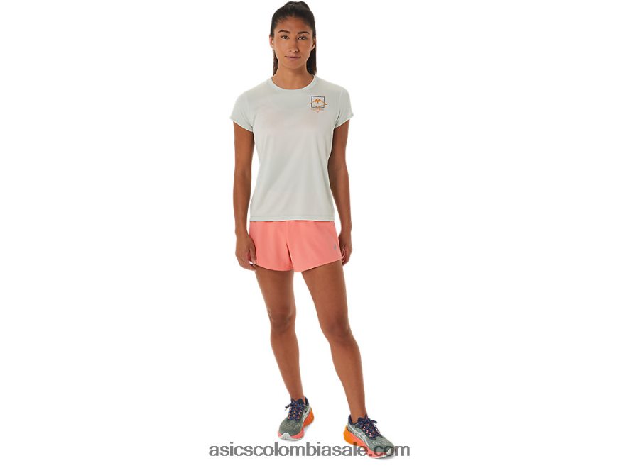 mujer Asics top de manga corta con logo fujitrail salvia ligera 20X82N2510